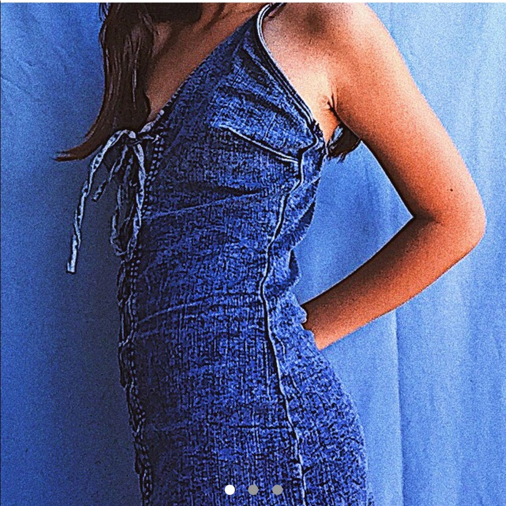 Vintage denim midi dress.